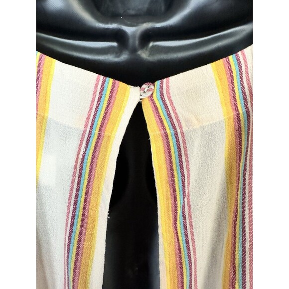 Band Of The Free NWT Boho Striped Retro Cream Women’s Cropped Blouse Tie Back L - Picture 4 of 7